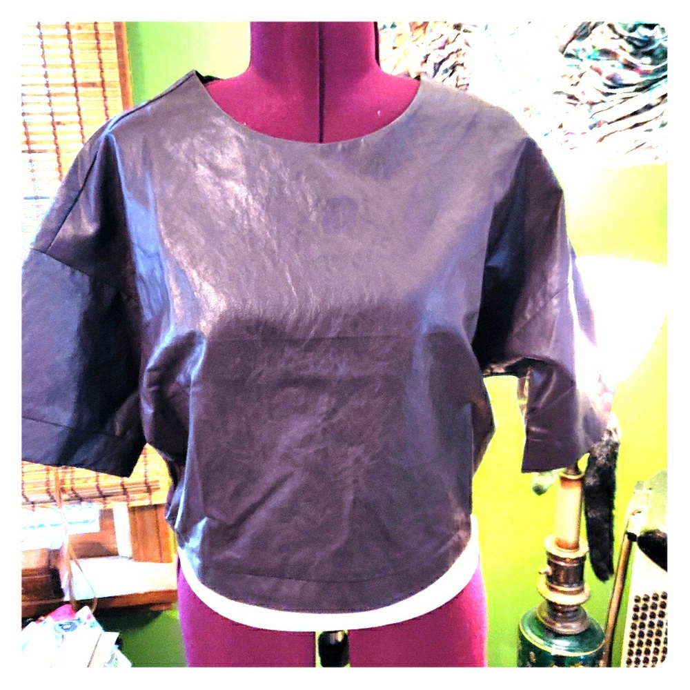 Faux leather top